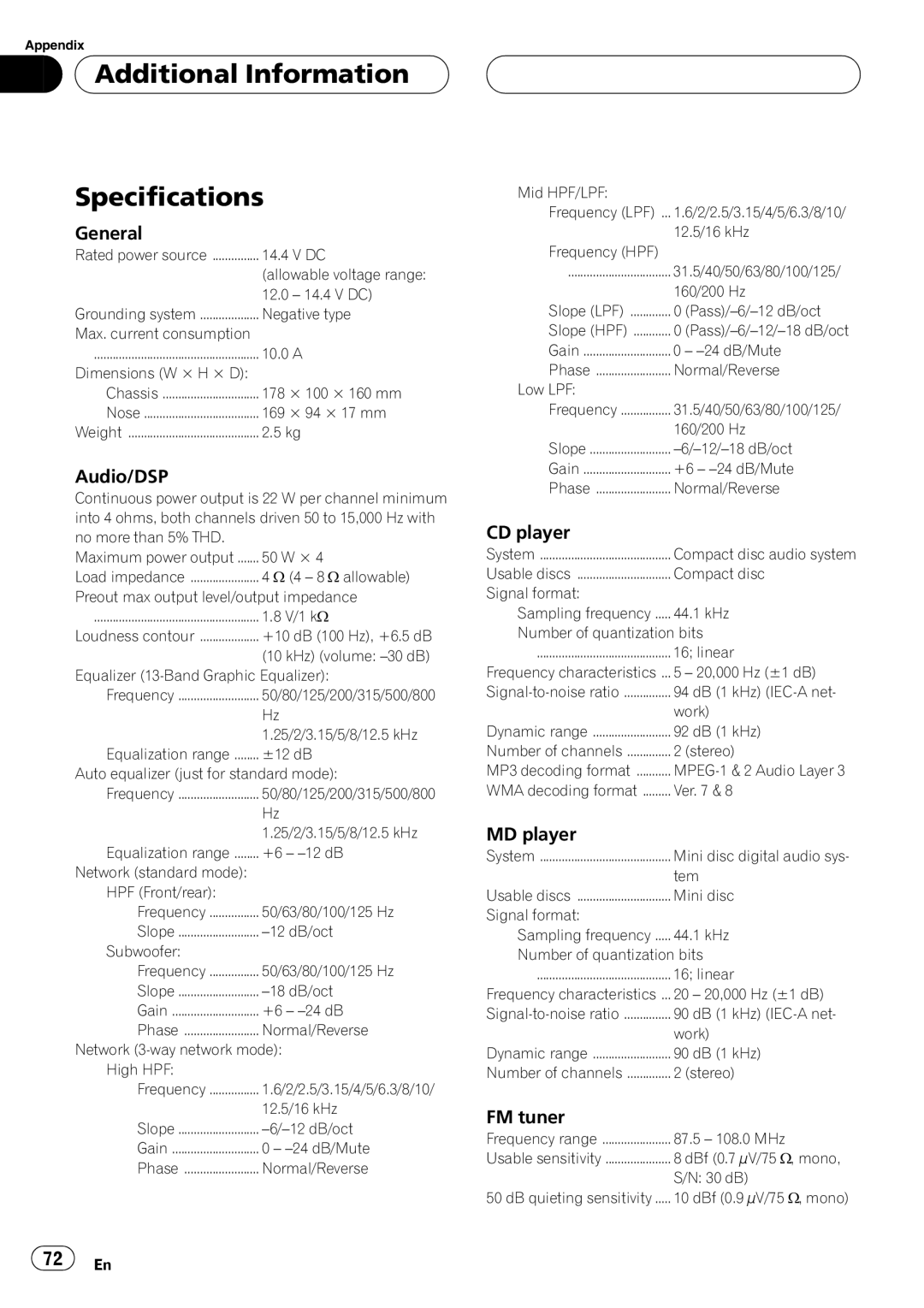 Pioneer FH-P9200MP operation manual 