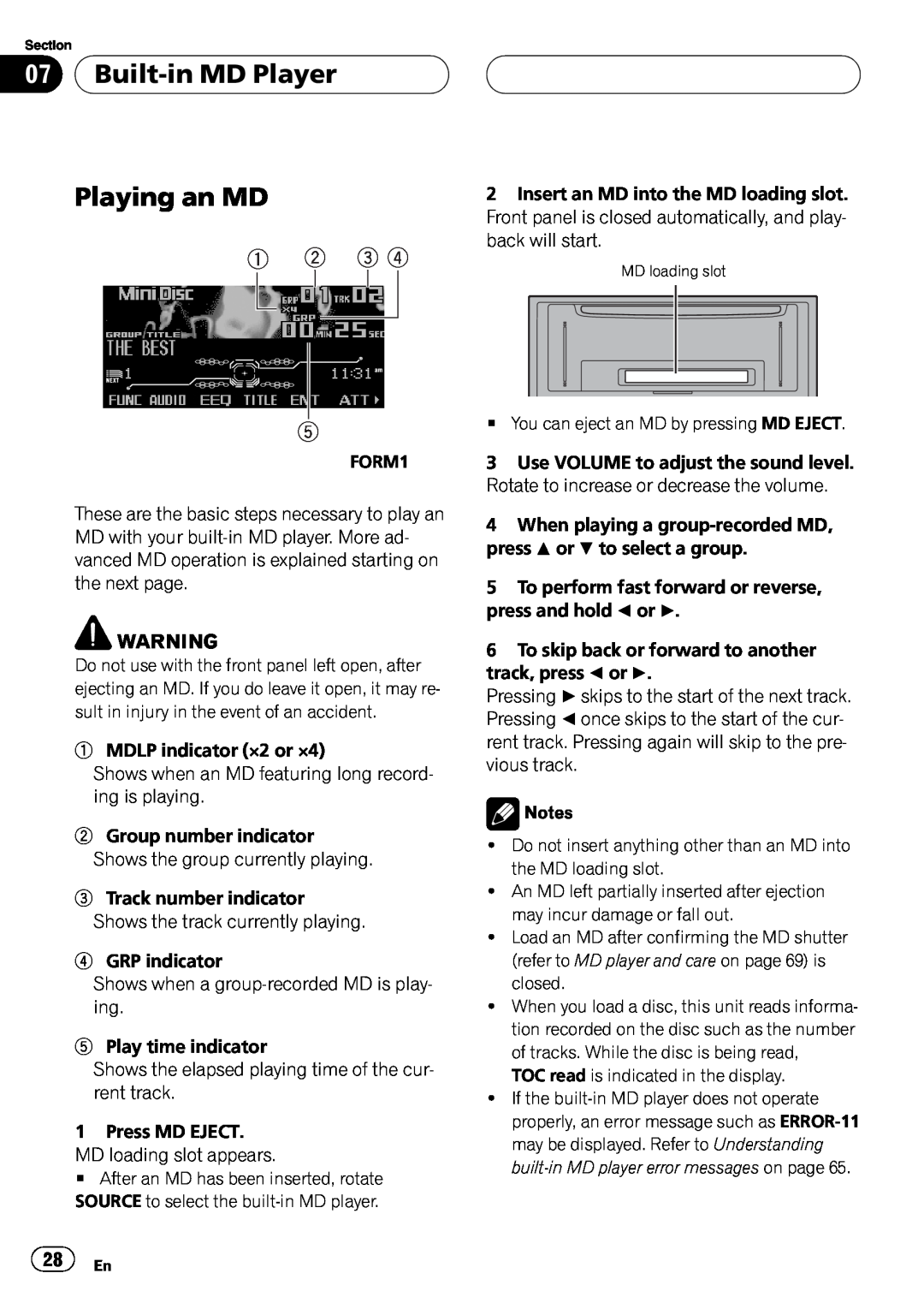 Pioneer FH-P9200MP operation manual 1 2 3 