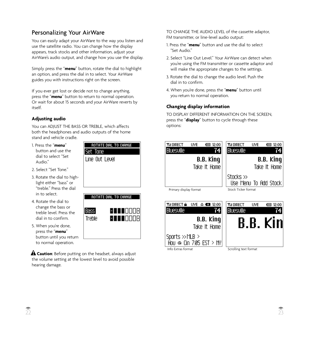 Pioneer GEX-AIRWARE1 manual Adjusting audio, Changing display information, Rotate the dial to 