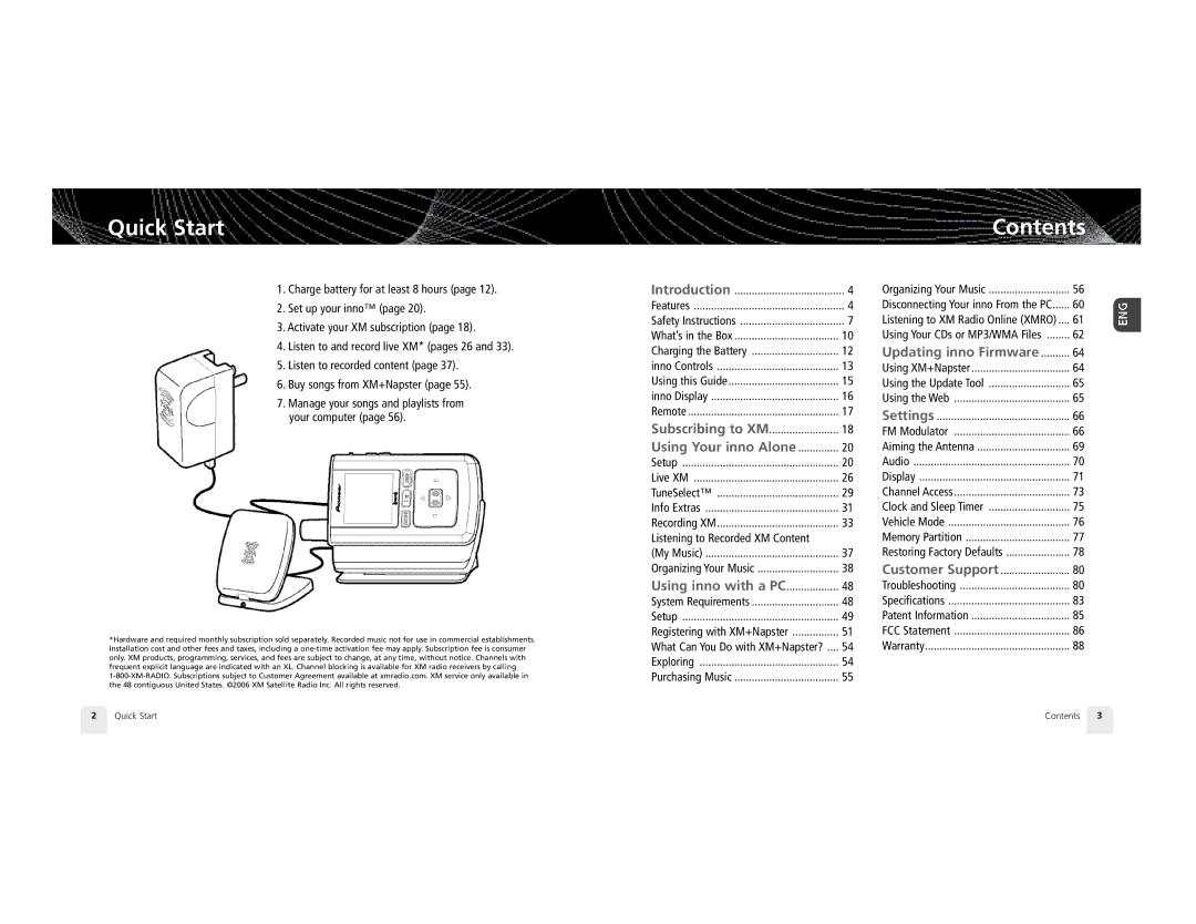 Pioneer GEX-INN02B manual Quick Start, Contents 