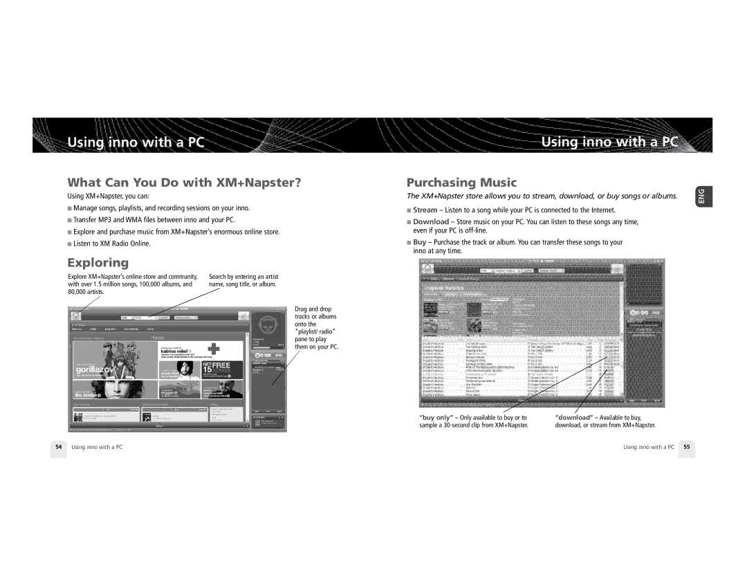 Pioneer GEX-INN02B manual What Can You Do with XM+Napster?, Exploring, Purchasing Music 