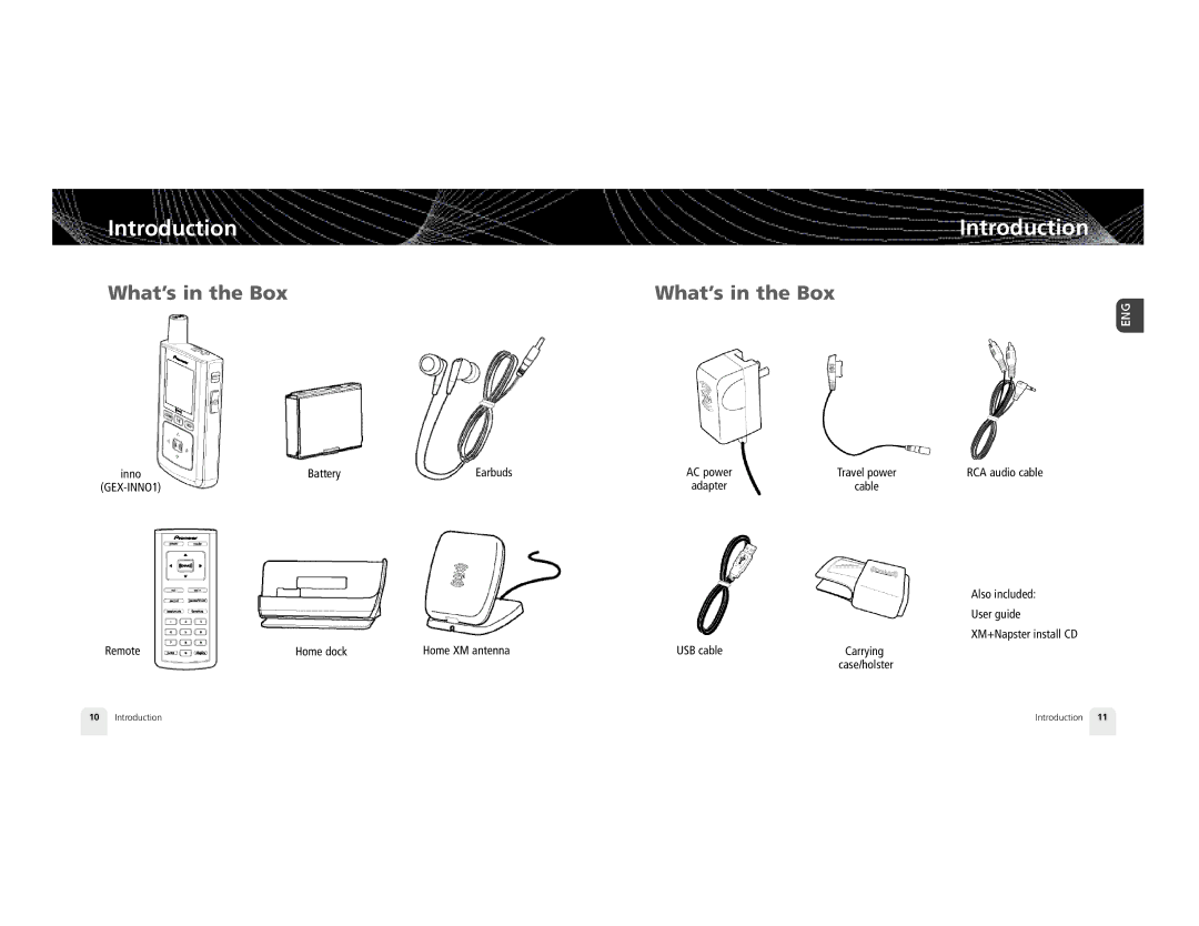 Pioneer GEX-INN02B manual What’s in the Box, Battery Earbuds 