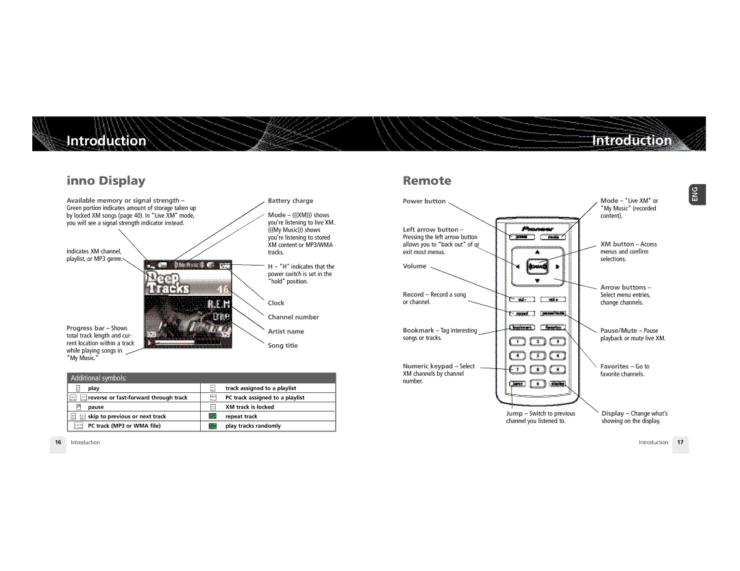 Pioneer GEX-INN02B manual Inno Display, Remote 