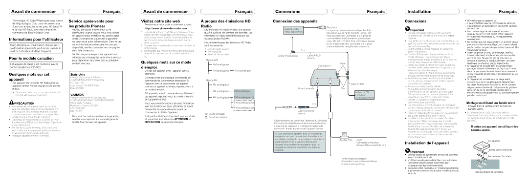 Pioneer GEX-P10HD owner manual Avant de commencer, Connexions, Français 