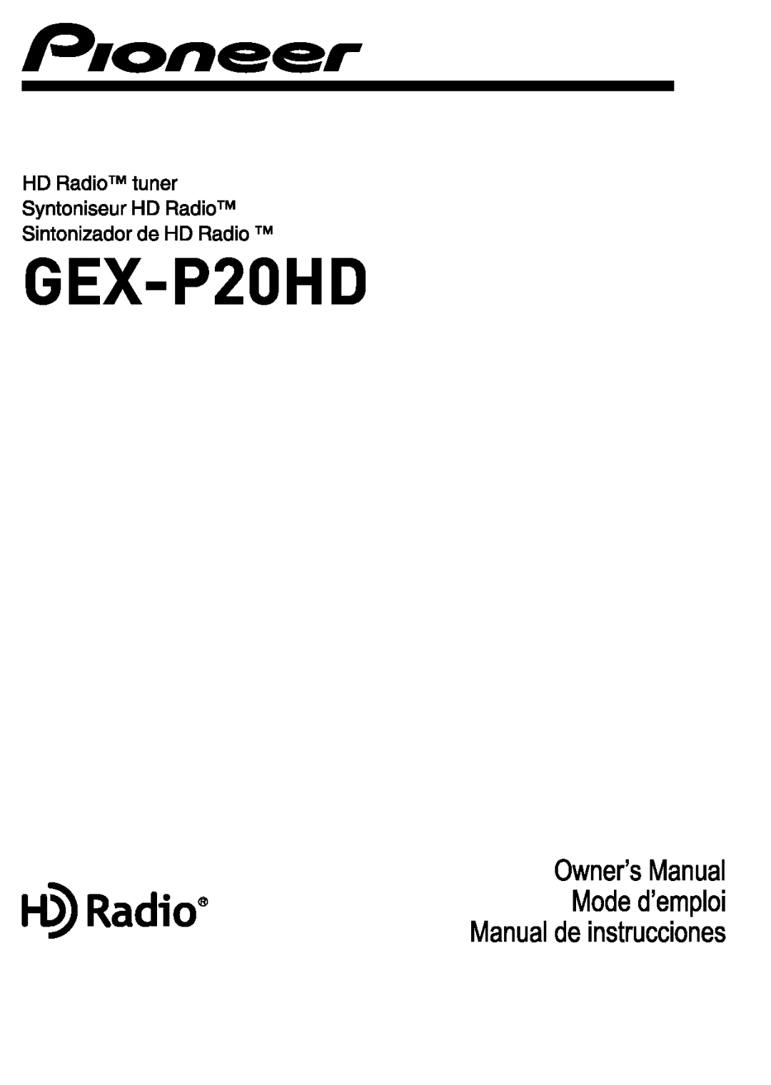 Pioneer GEX-P20HD manual 