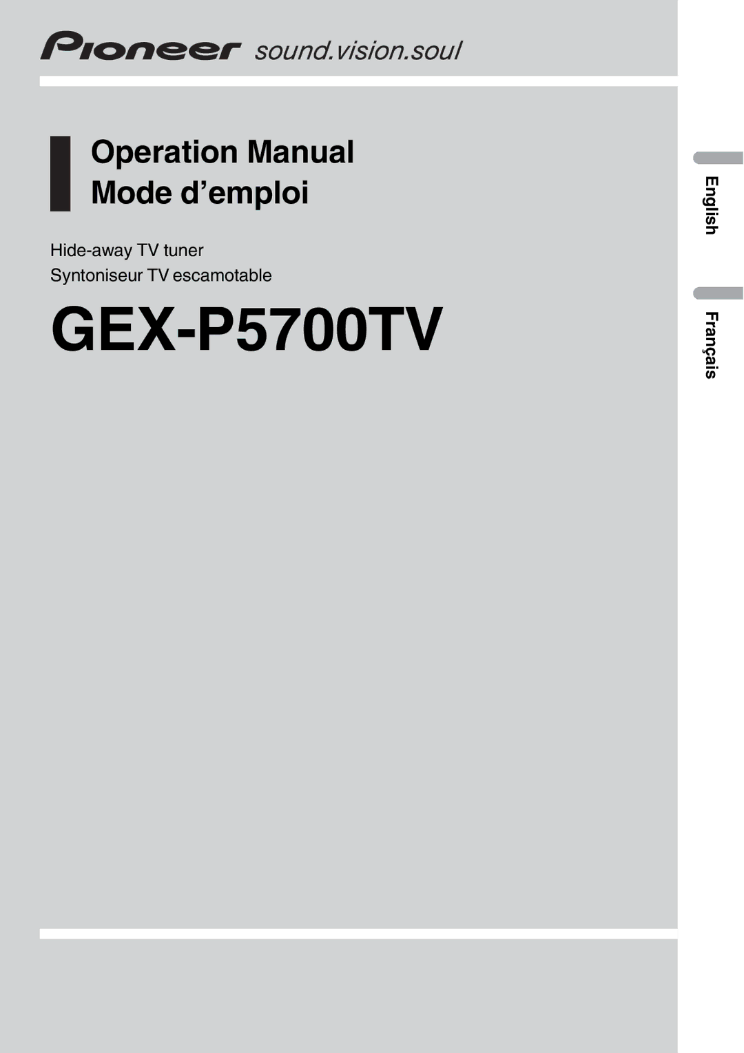 Pioneer GEX-P5700TV operation manual 