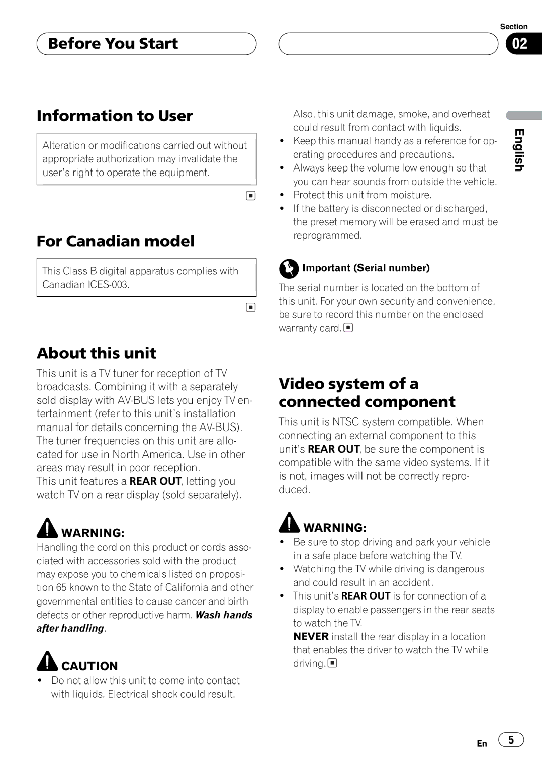 Pioneer GEX-P5700TV operation manual 