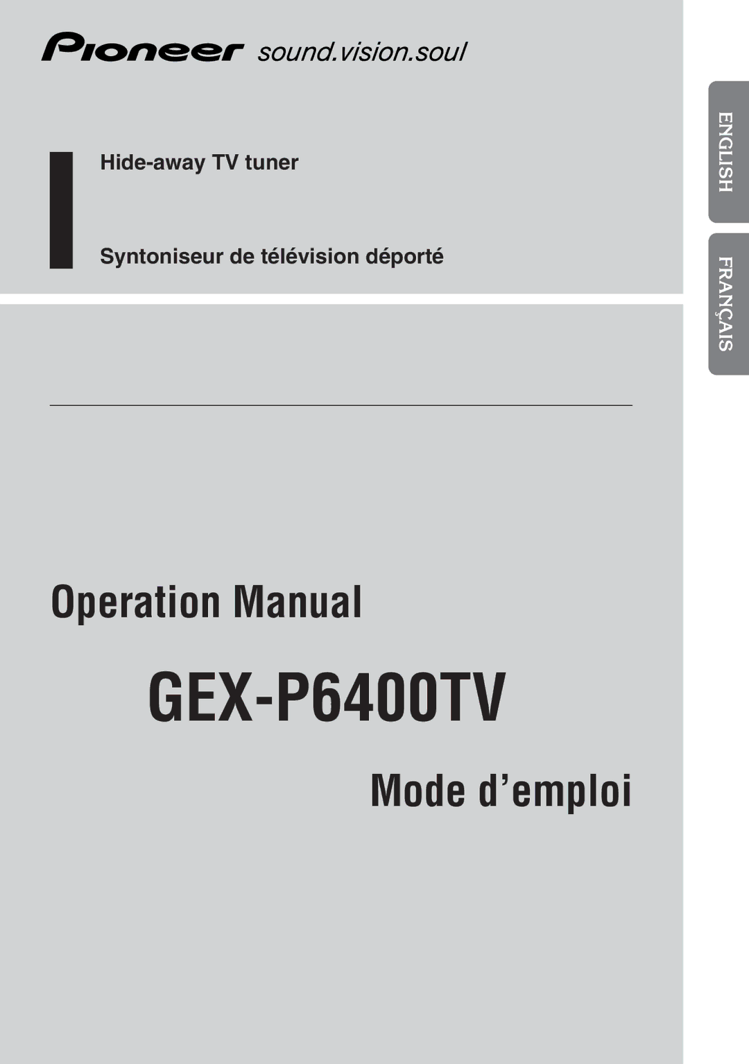 Pioneer GEX-P6400TV operation manual 