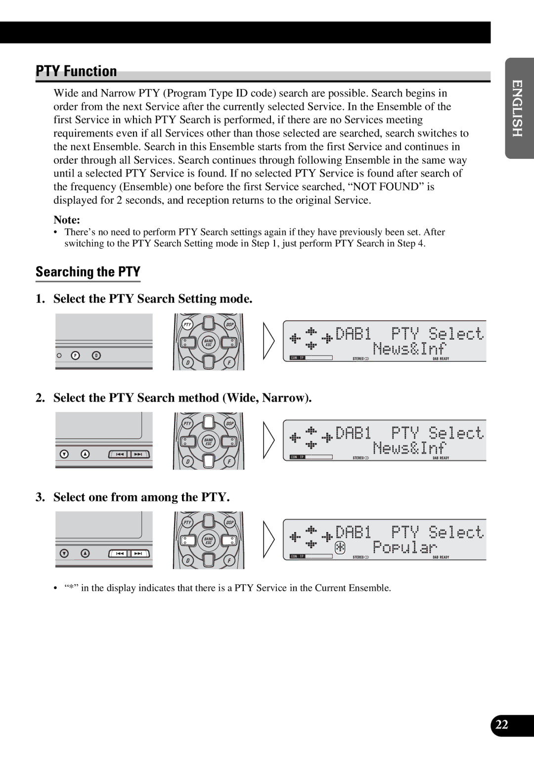 Pioneer GEX-P900DAB operation manual PTY Function, Searching the PTY 