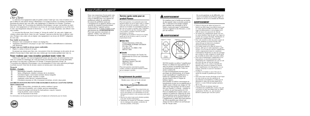 Pioneer GM-3000T owner manual Nous voulons que vous écoutiez pendant toute votre vie, Avant d’utiliser cet appareil 