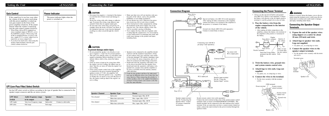 Pioneer GM-3100T owner manual Setting the Unit, Connecting the Unit 