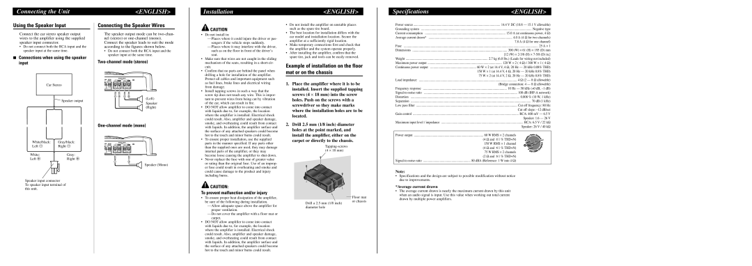 Pioneer GM-3200T owner manual Installation, Specifications, Using the Speaker Input, Connecting the Speaker Wires 