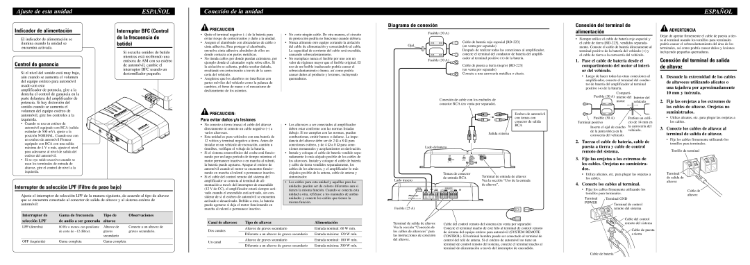 Pioneer GM-3300T owner manual Ajuste de esta unidad, Conexión de la unidad 