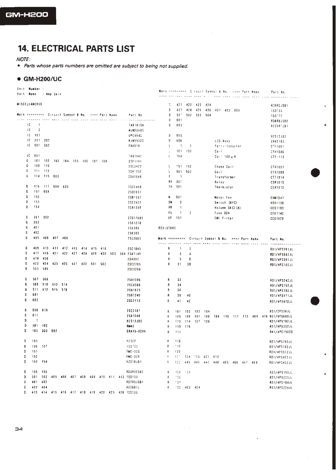 Pioneer GM-H200, GM-4200 manual 