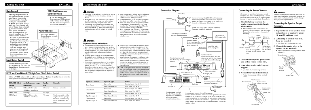 Pioneer GM-4300F specifications Setting the Unit, Connecting the Unit 