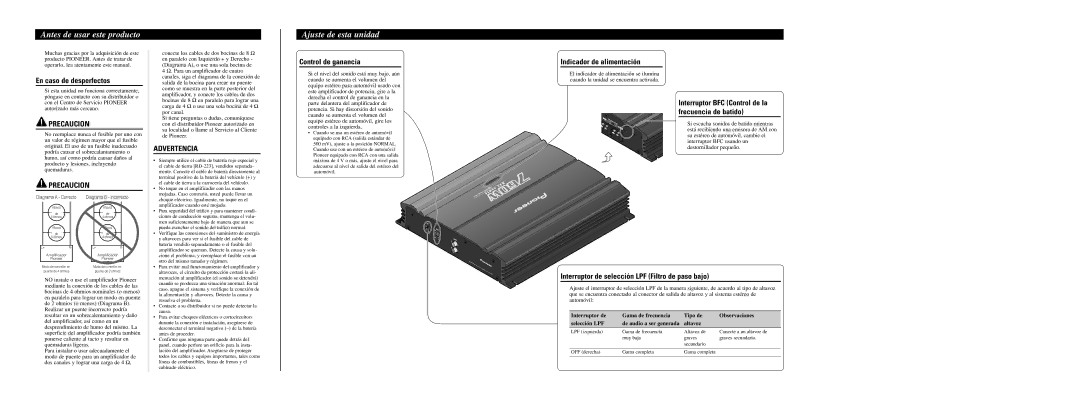 Pioneer GM-5000T owner manual Antes de usar este producto, Ajuste de esta unidad 