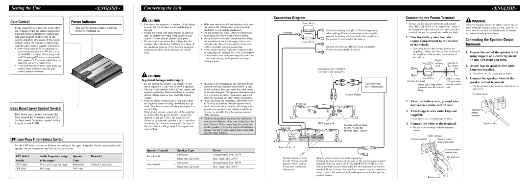 Pioneer GM-5100T owner manual Setting the Unit, Connecting the Unit 