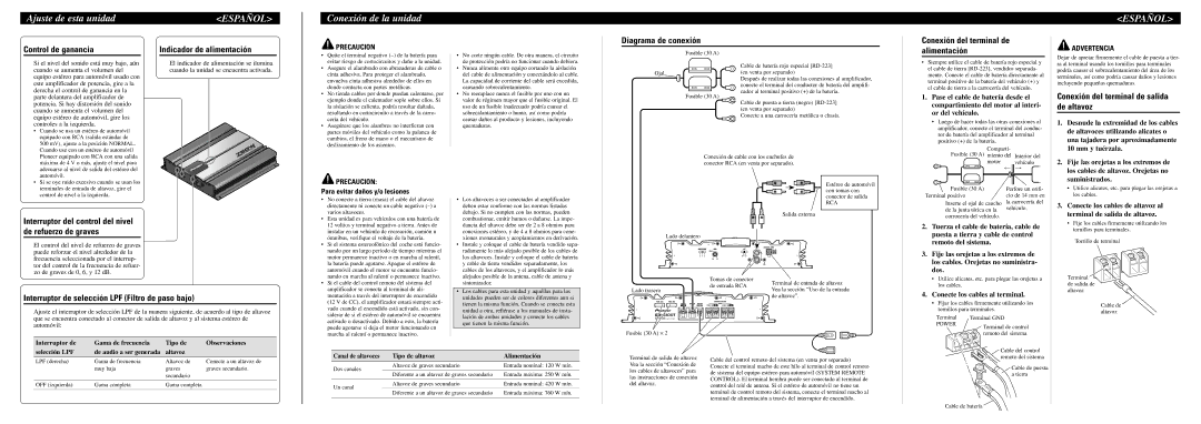 Pioneer GM-5100T owner manual Ajuste de esta unidad, Conexión de la unidad 