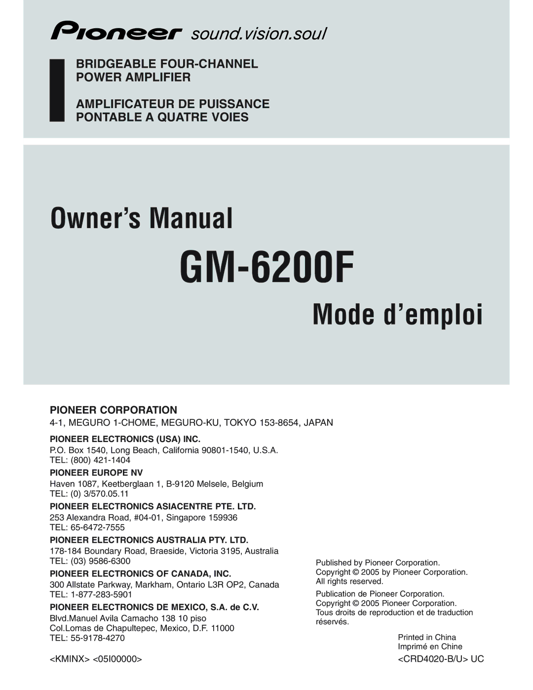 Pioneer GM-6200F owner manual 