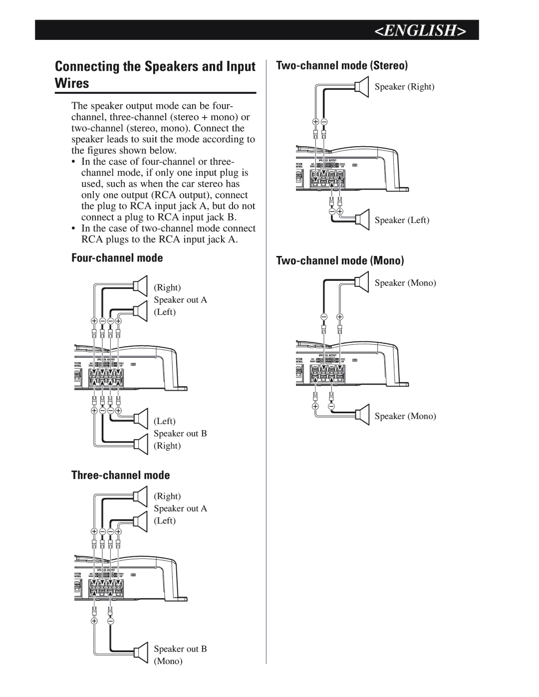 Pioneer GM-6200F owner manual Connecting the Speakers and Input Wires 