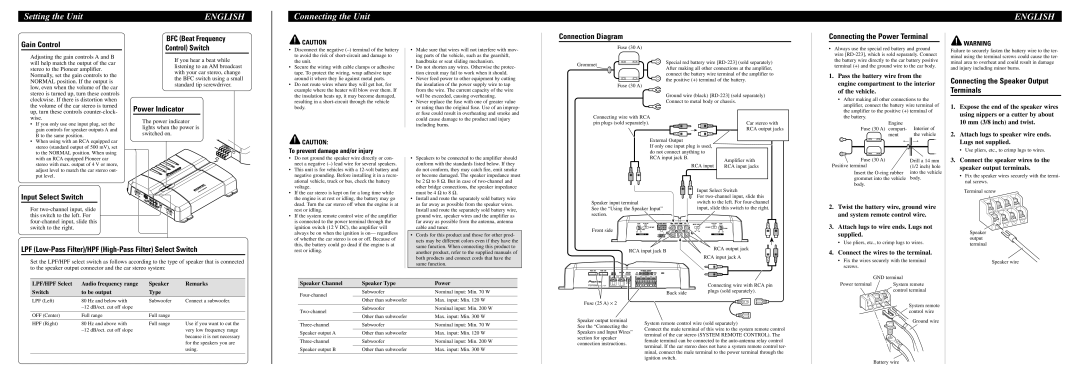 Pioneer GM-6300F specifications Setting the Unit, Connecting the Unit 