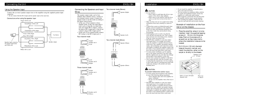 Pioneer GM-6300F specifications Installation, Using the Speaker Input, Connecting the Speakers and Input Wires 