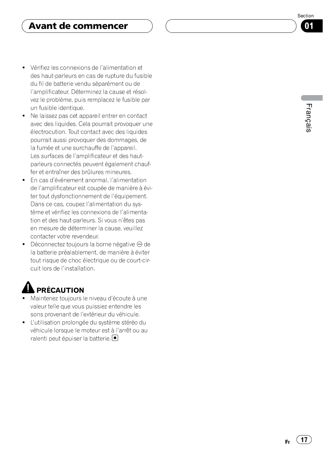 Pioneer GM-6400F owner manual Précaution 