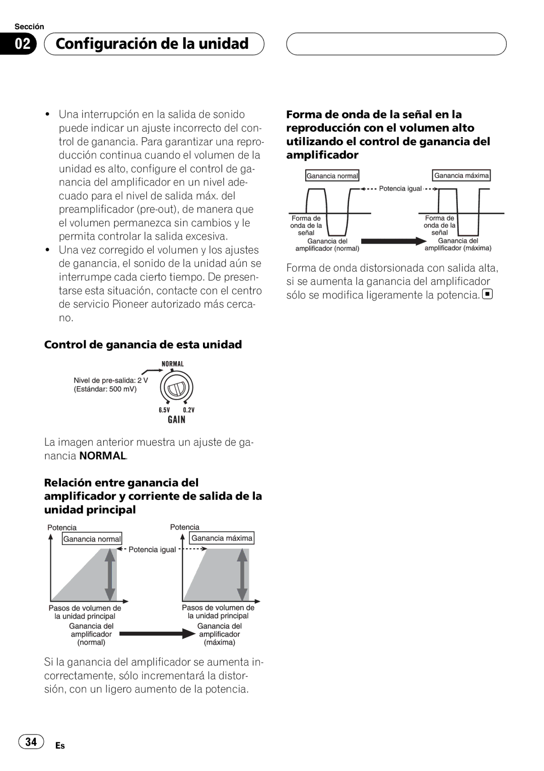 Pioneer GM-6400F owner manual Configuración de la unidad 