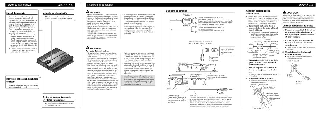 Pioneer GM-7100M owner manual Ajuste de esta unidad, Conexión de la unidad 