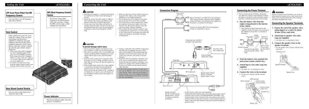 Pioneer GM-7200M owner manual Setting the Unit, Connecting the Unit 