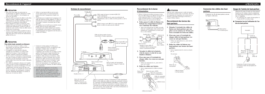 Pioneer GM-7200M owner manual Raccordement de l’appareil, Usage de l’entrée de haut-parleur, ’alimentation, Parleurs 