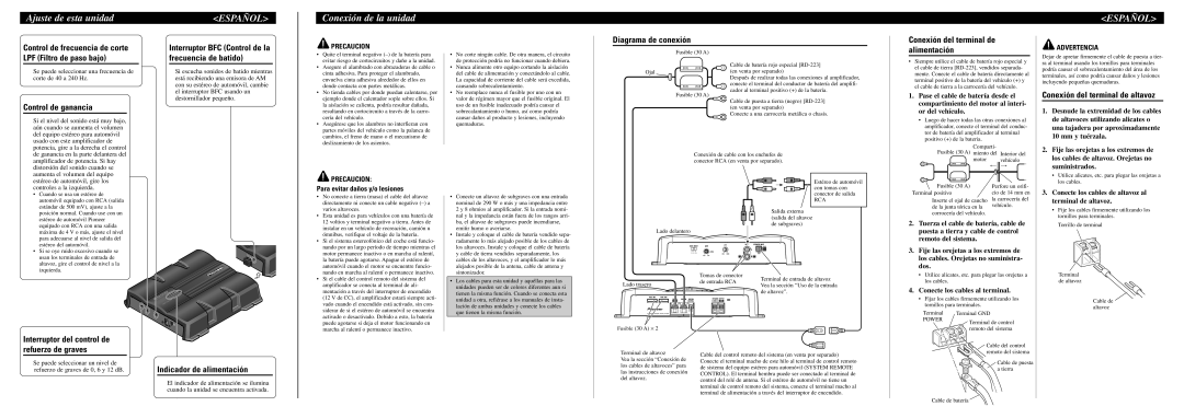 Pioneer GM-7200M owner manual Ajuste de esta unidad, Conexión de la unidad 