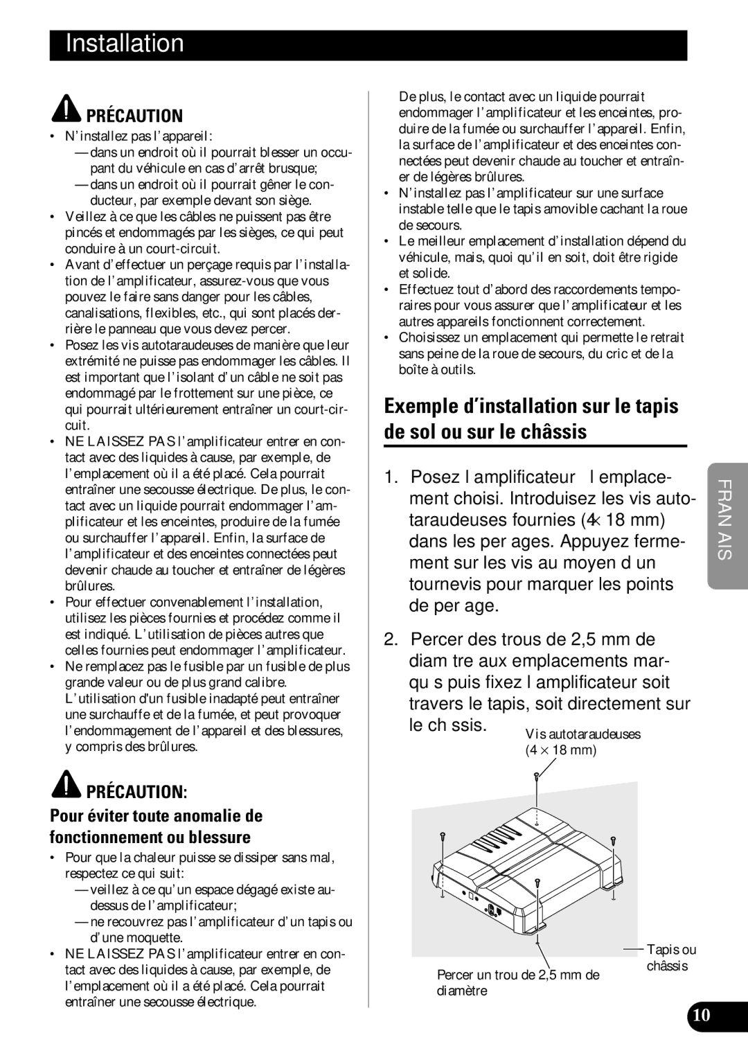 Pioneer GM-7300M owner manual Le châssis 