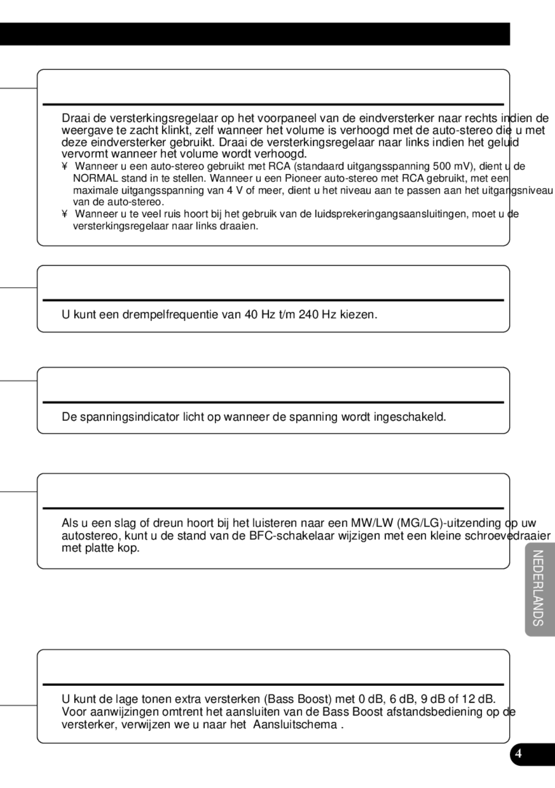 Pioneer GM-7300M Versterkingsregelaar, Regelaar voor LPF lage-doorlaatfilter drempelfrequentie, Spanningsindicator 