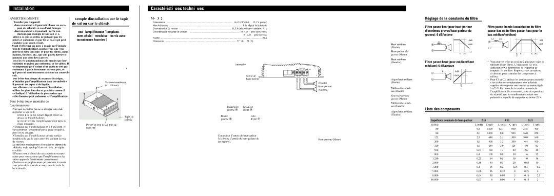 Pioneer GM-X362, GM-X262 owner manual Caractéristiques techniques, Pour éviter toute anomalie de fonctionnement, Remarque 