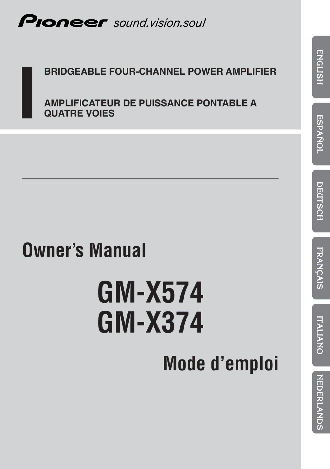 Pioneer owner manual GM-X574 GM-X374 