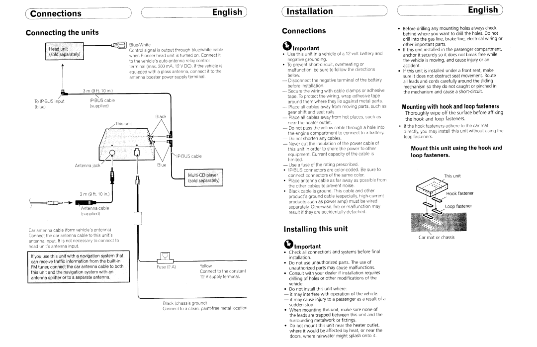 Pioneer HD Radio Tuner manual Mounting with hook and loop fasteners, Mount this unit using the hook and loop fasteners 