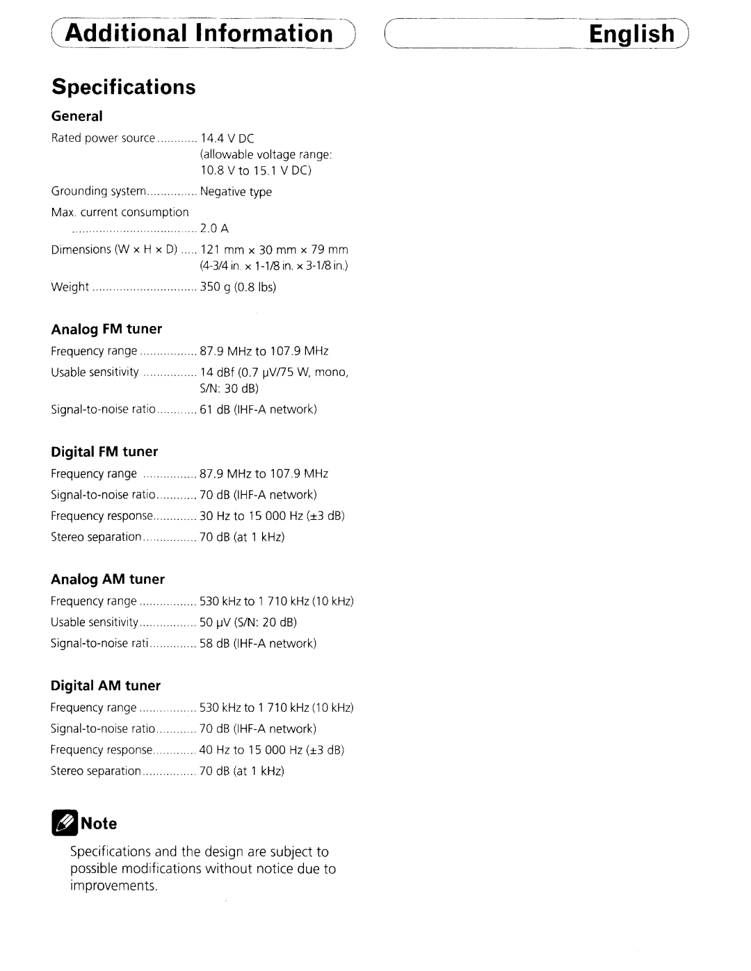 Pioneer HD Radio Tuner manual CAdd itionafTn~ormationJ 