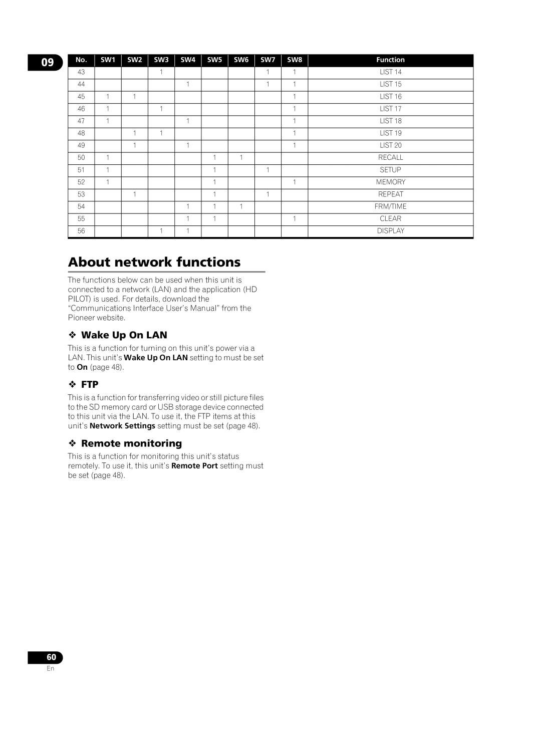 Pioneer HD-V9000 manual About network functions,  Wake Up On LAN,  Remote monitoring 