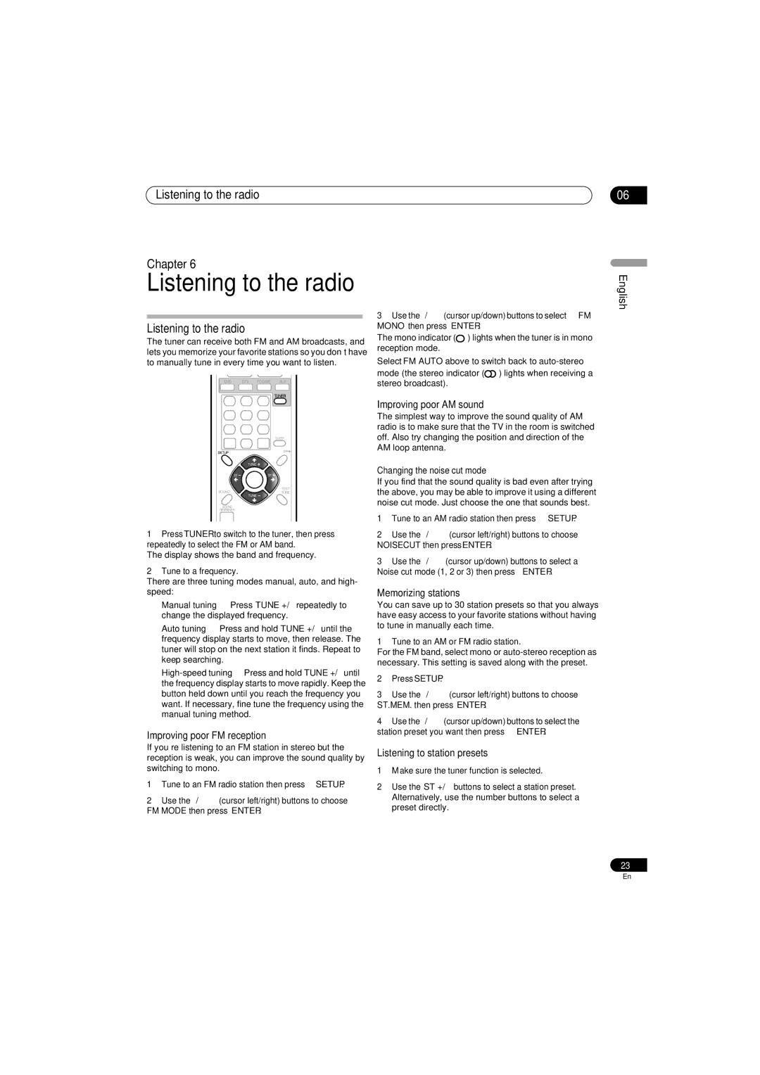 Pioneer SX-SW570, HTS-570 operating instructions Listening to the radio Chapter 