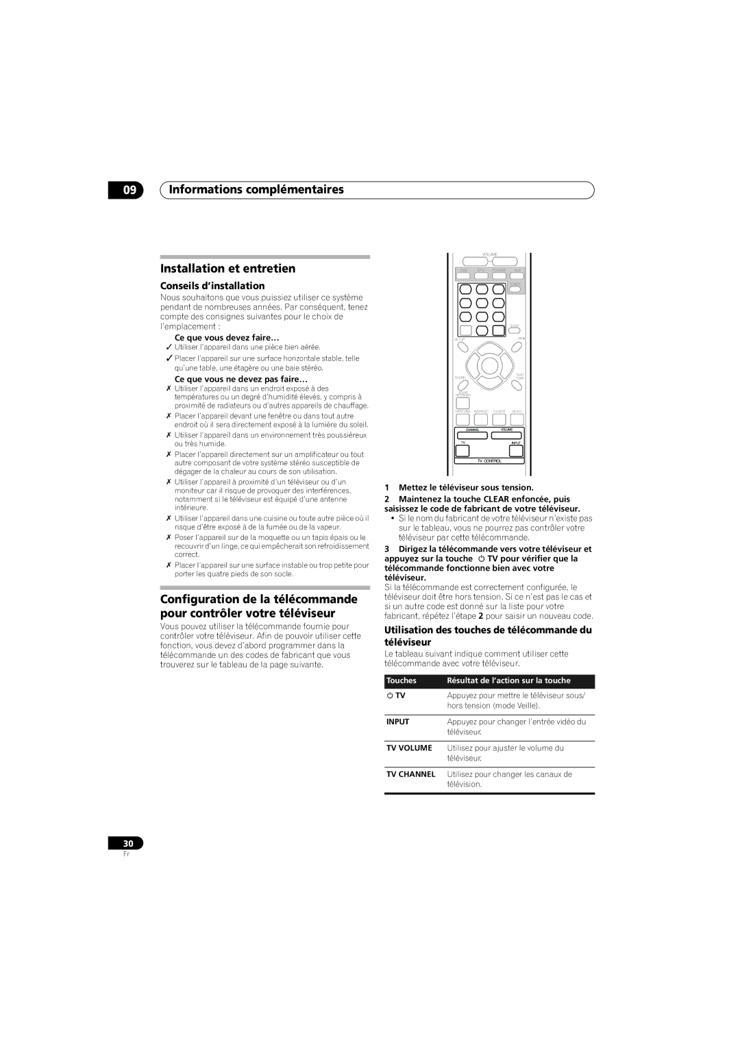 Pioneer HTS-570, SX-SW570 Informations complémentaires Installation et entretien, Conseils d’installation 