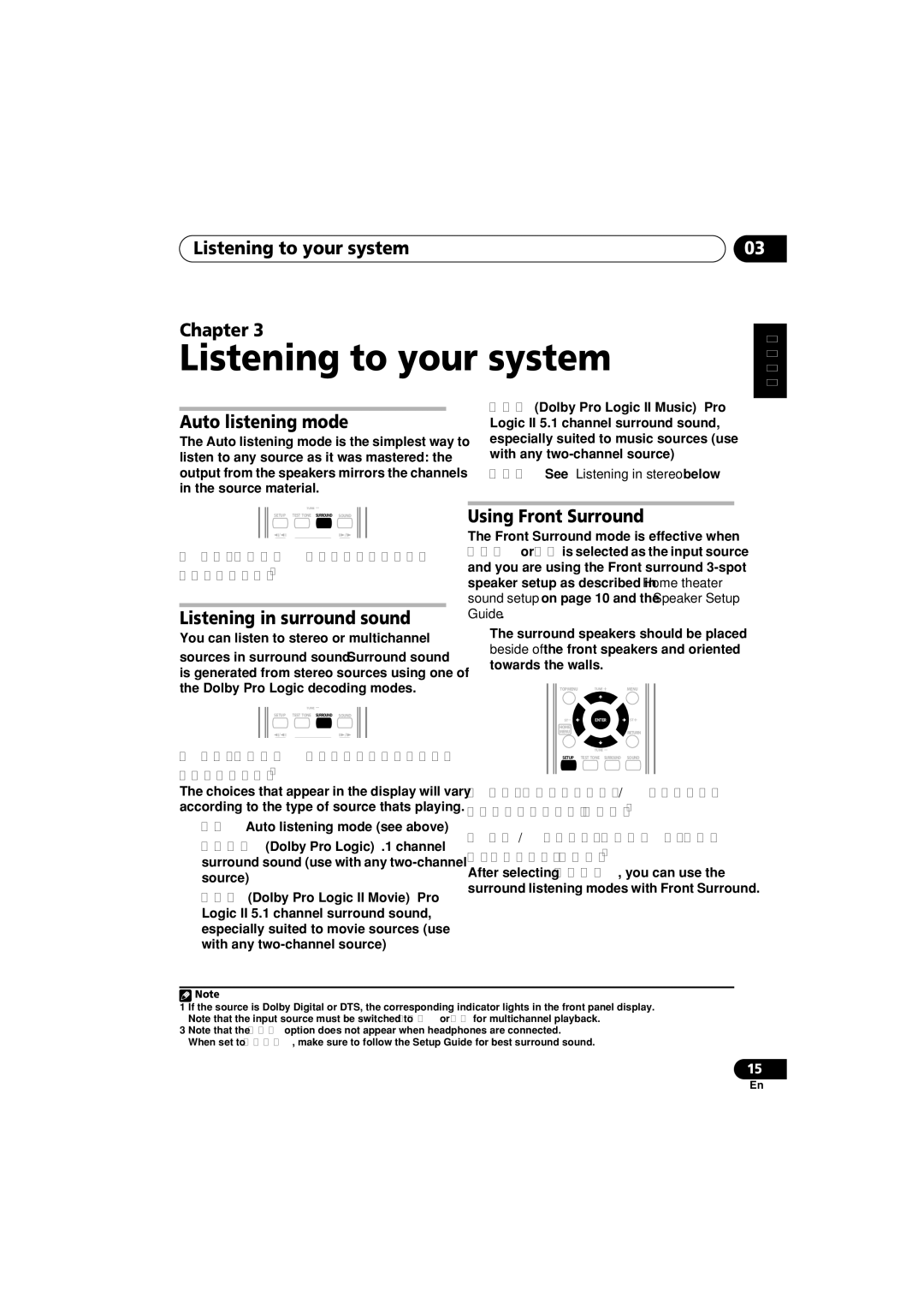 Pioneer HTZ-360DV manual Listening to your system Chapter, Auto listening mode, Listening in surround sound 