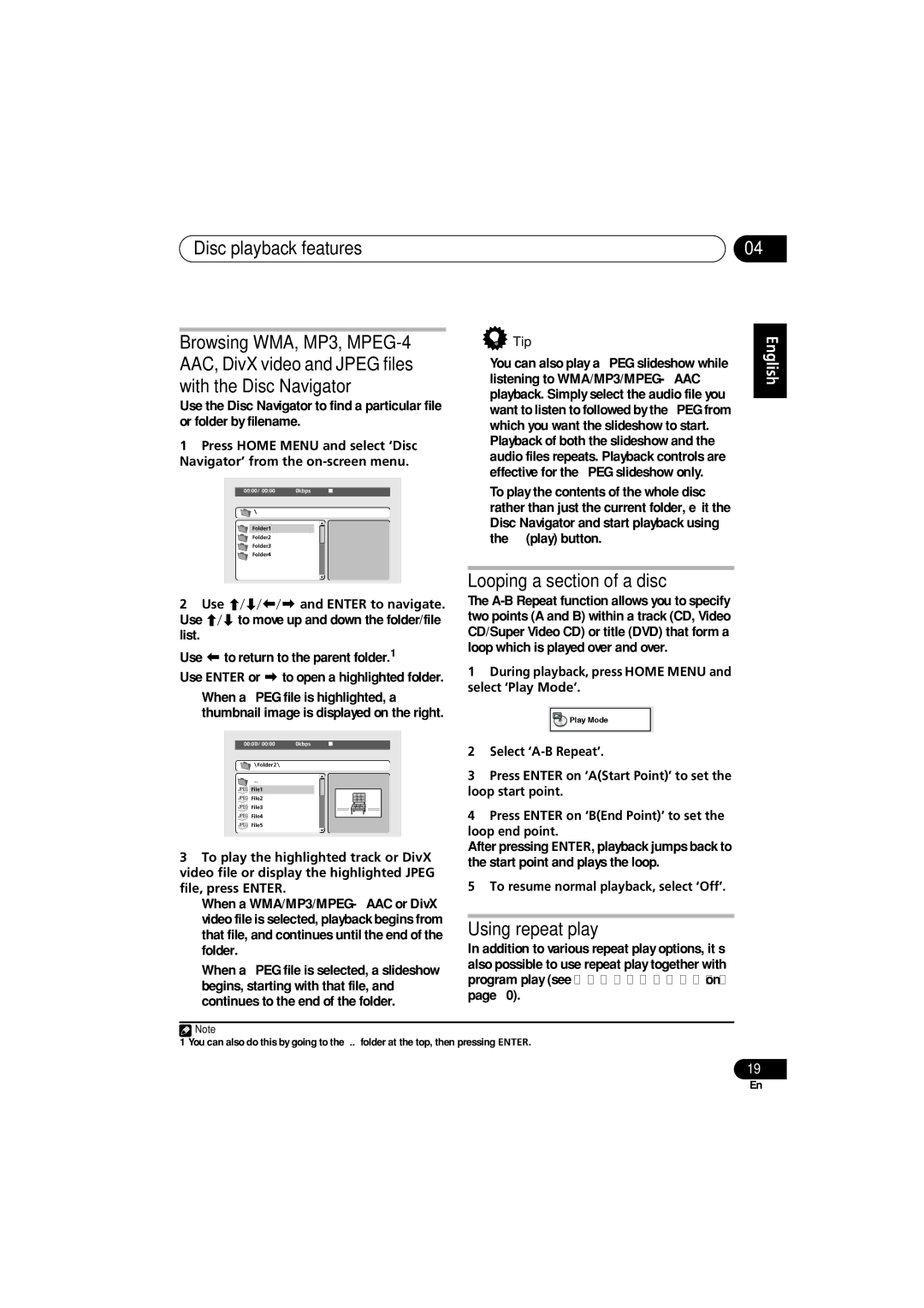 Pioneer HTZ-360DV manual Looping a section of a disc, Using repeat play 