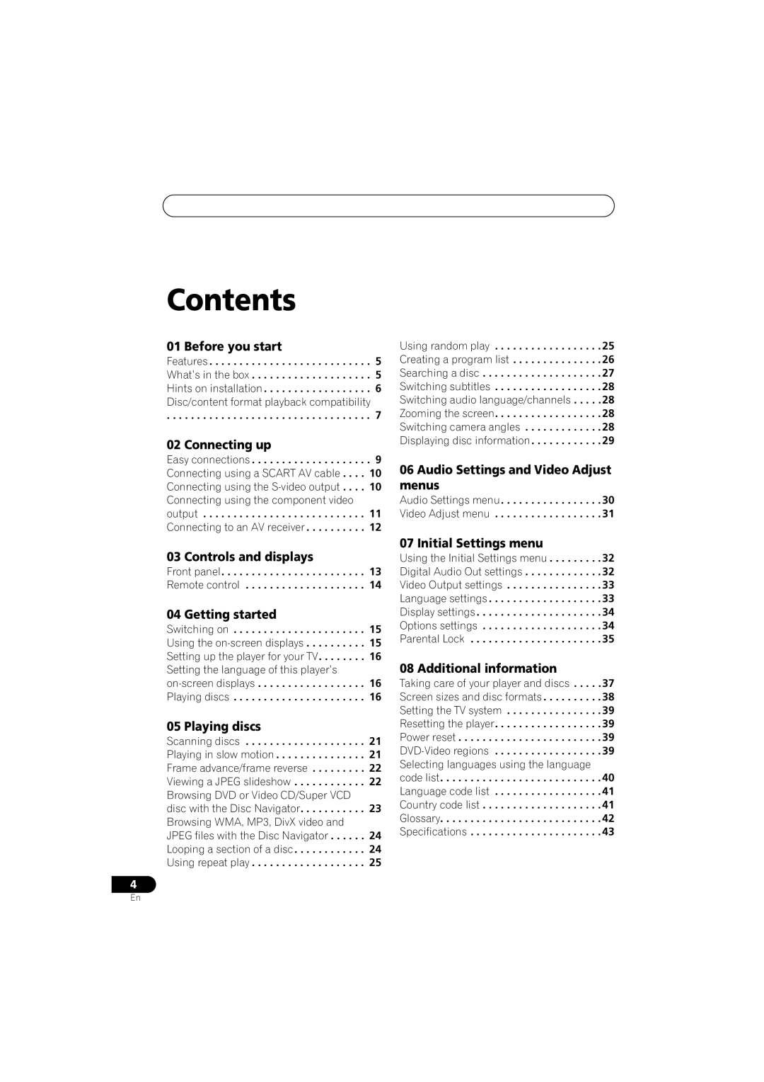 Pioneer Industrial DV-470 operating instructions Contents 