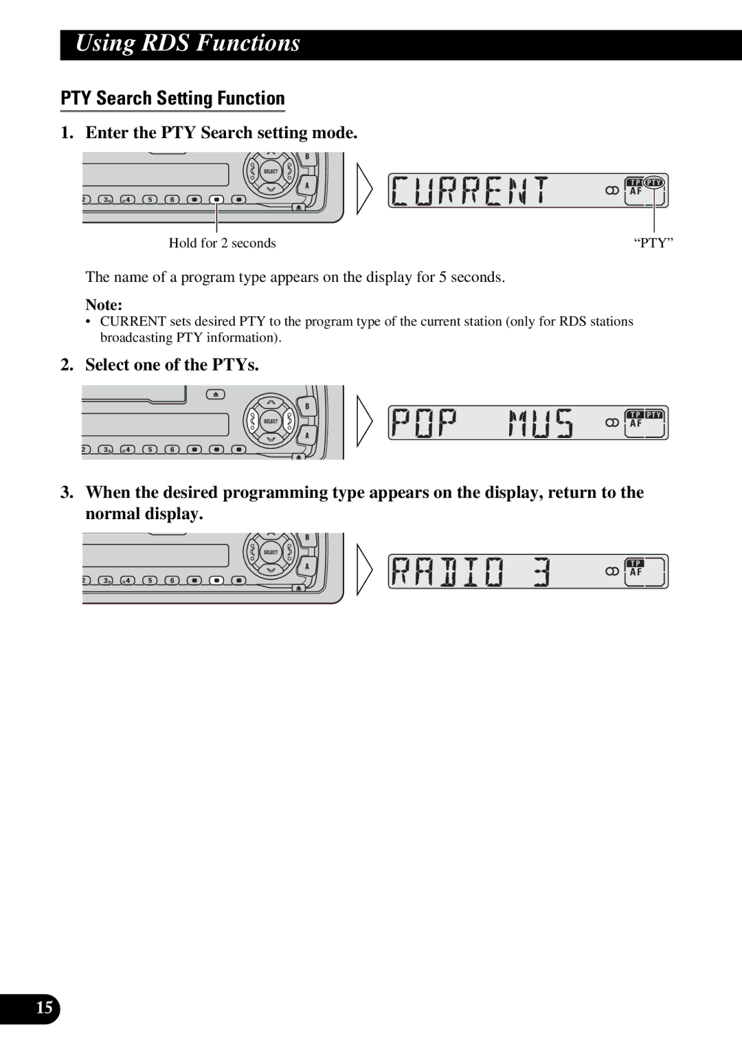 Pioneer KEH-3930R, KEH-3900R operation manual PTY Search Setting Function, Enter the PTY Search setting mode 