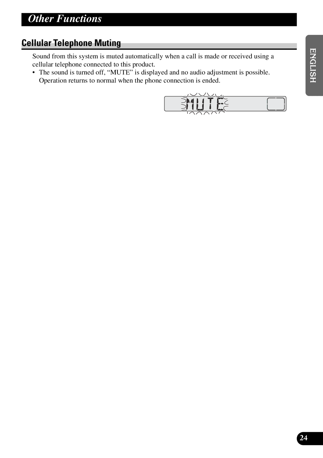 Pioneer KEH-3900R, KEH-3930R operation manual Other Functions, Cellular Telephone Muting 