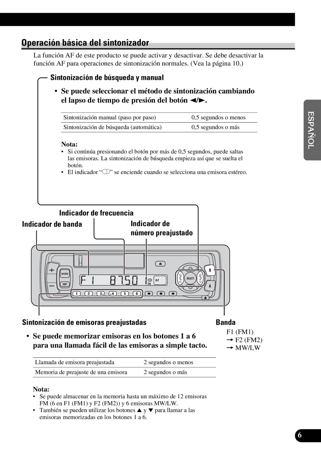 Pioneer KEH-3900R, KEH-3930R operation manual Operación básica del sintonizador 