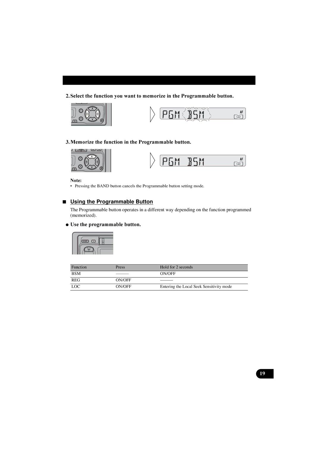 Pioneer KEH-P2800R 0HPRULHWKHIXQFWLRQLQWKH3URJUDPPDEOHEXWWRQ, Using the Programmable Button, 8VHWKHSURJUDPPDEOHEXWWRQ 