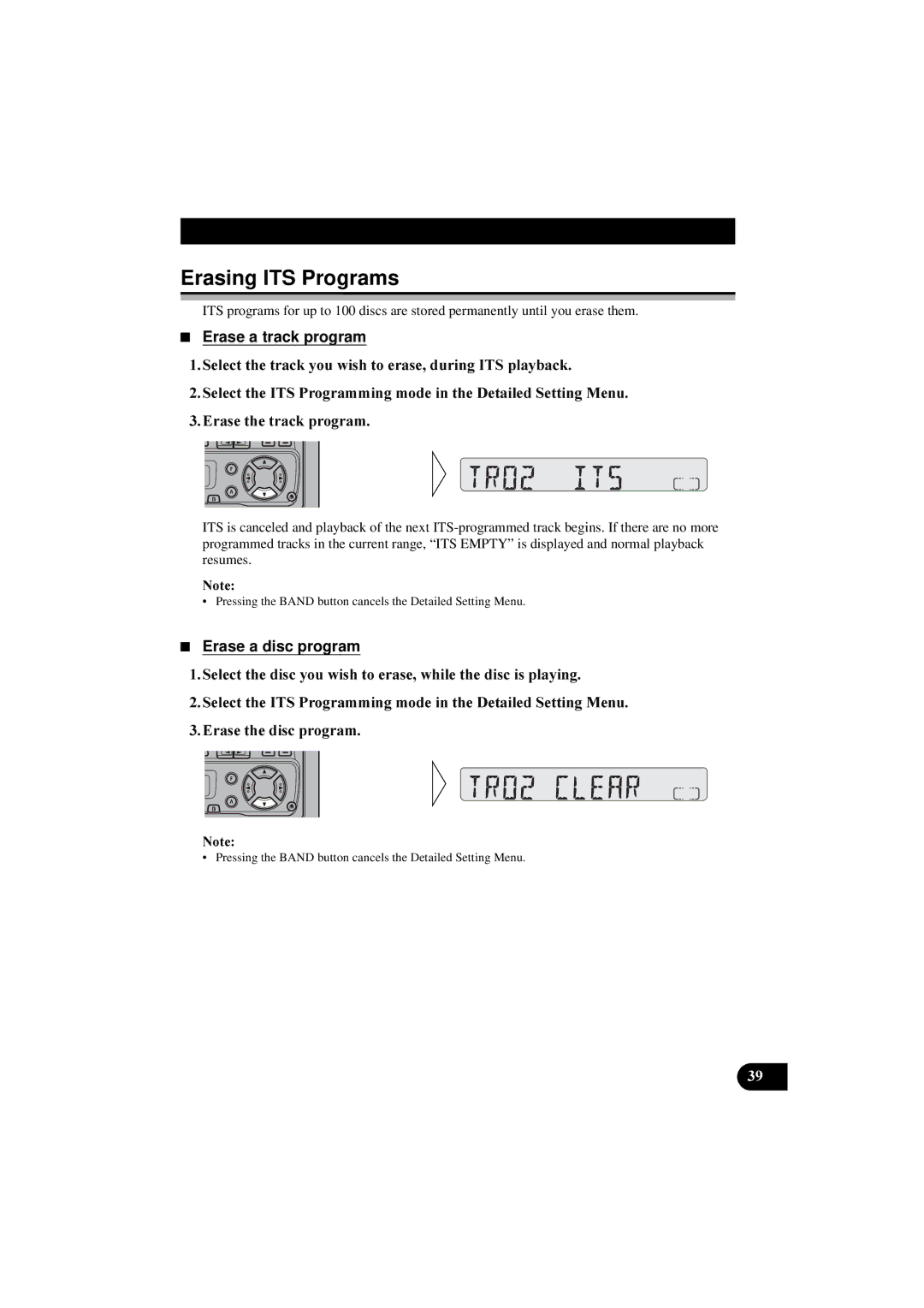 Pioneer KEH-P2800R, KEH-P2830R operation manual Erasing ITS Programs, Erase a track program, Erase a disc program 