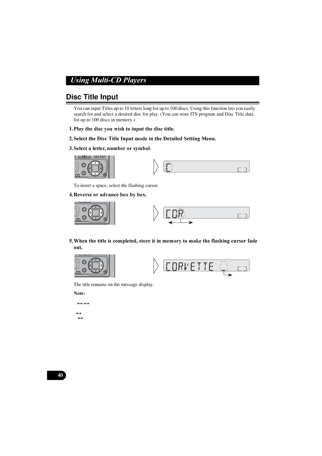 Pioneer KEH-P2830R, KEH-P2800R Disc Title Input, 3OD\WKHGLVF\RXZLVKWRLQSXWWKHGLVFWLWOH, 6HOHFWDOHWWHUQXPEHURUV\PERO 